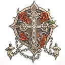 church and chains tattoo design idea