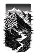 mountain scene inspired tattoo design idea
