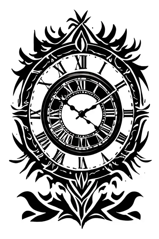 Roman numeral clock tattoo design idea
