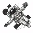 astronaut floating in space surrounded with vibrations in the form of diamonds  tattoo design idea
