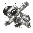 astronaut floating in space surrounded with vibrations in the form of diamonds  tattoo design idea