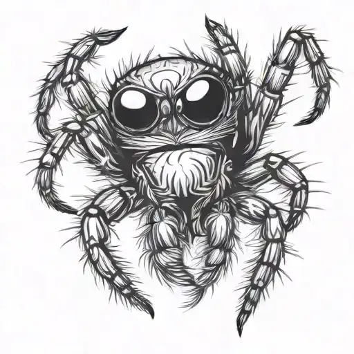 jumping spider mid air tattoo design idea
