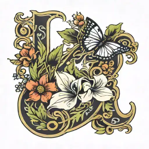 the number 123 made out of vines and flowers  tattoo design idea