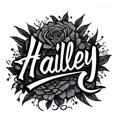 hailey j written in calligraphy tattoo design idea