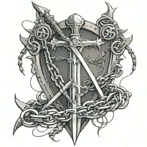 Excalibur wrapped in chains  tattoo design idea