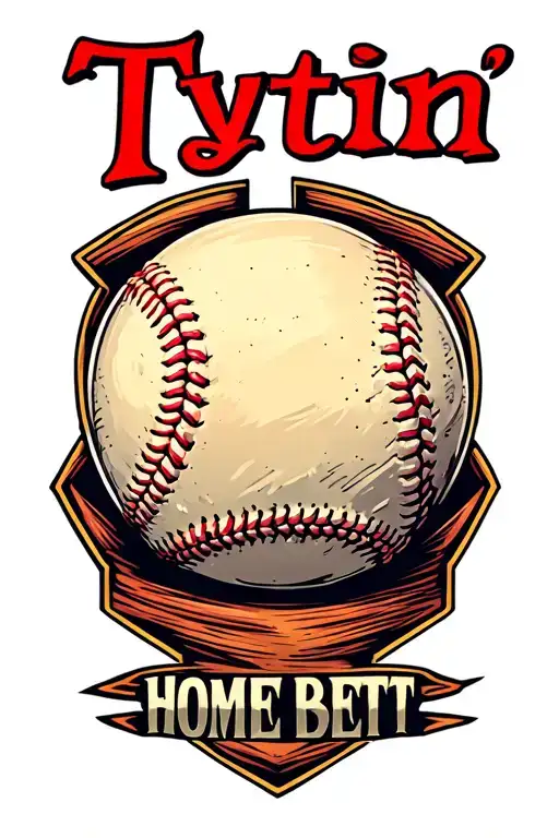 "Tytin " name with baseball, home plate and bet tattoo design idea