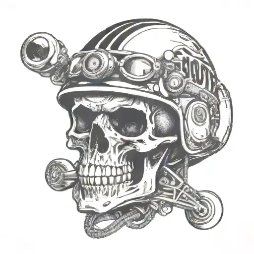 Skull wearing motorcycle helmet with the says "Not Today" tattoo design idea