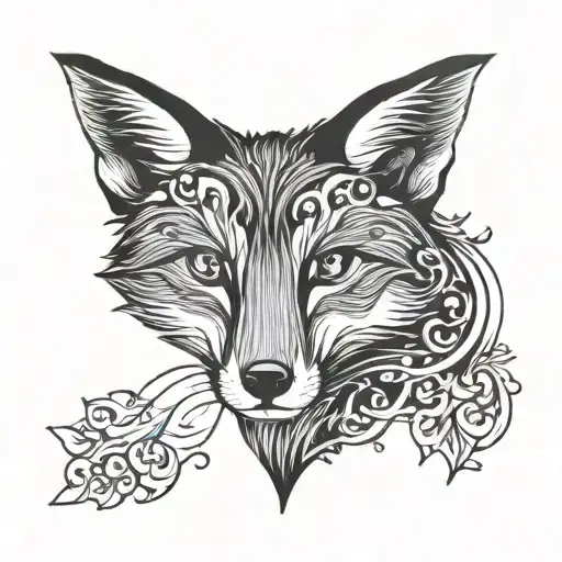 fox heart shape tattoo design idea