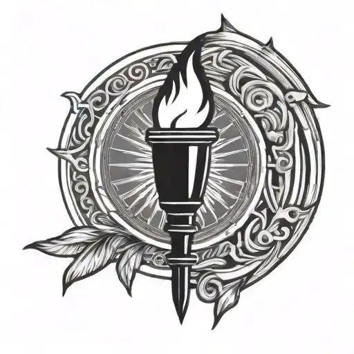 hestia's torch symbol minimalist tattoo design idea