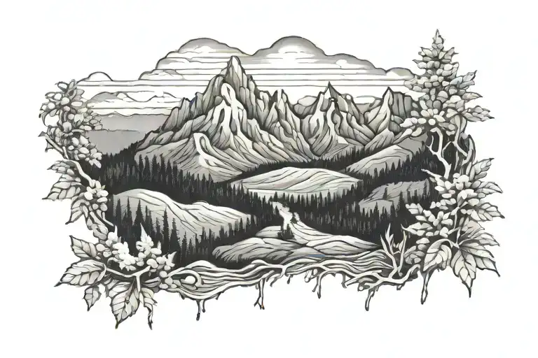 blue ridge mountains tattoo design idea