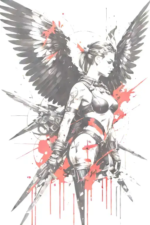 valkyrie and raven tattoo design idea