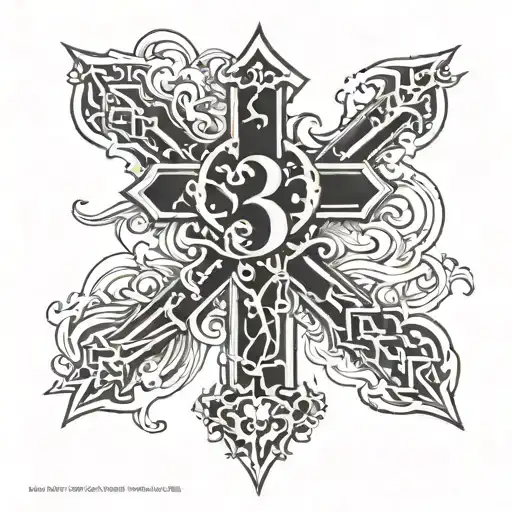 cross incorporating the word "43rd"  tattoo design idea