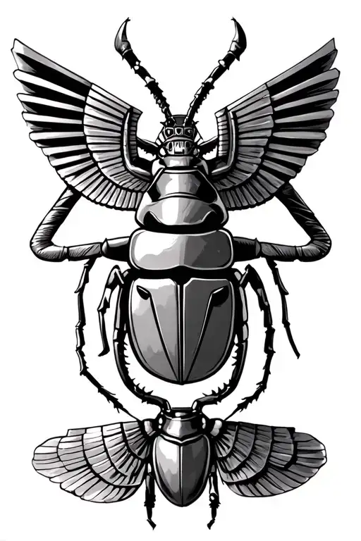 Khonshu Egyptian God with Egyptian Scarab beetle tattoo design idea