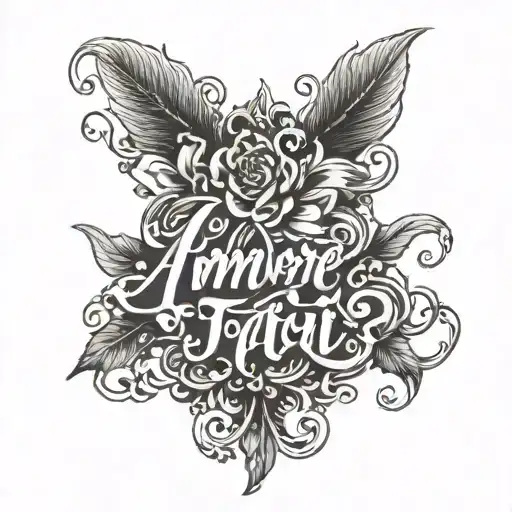 "Amore Fati" script with the F looking like a K tattoo design idea
