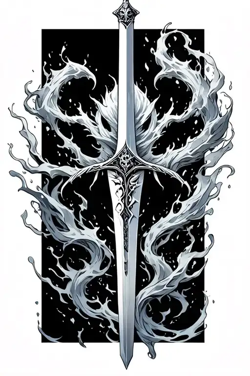 espada demon Slayer water breathing sword tattoo design idea