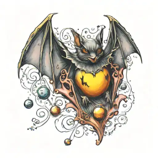 bat sexy beads detailed drawing tattoo design idea