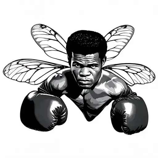 Muhammad Ali float like a butterfly sting like a bee with boxing gloves  tattoo design idea