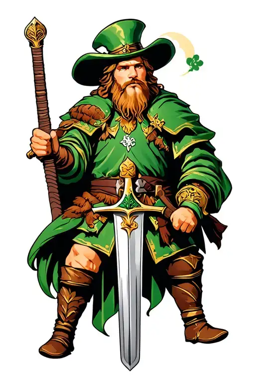 Irish warrior wielding a sword tattoo design idea