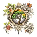 tree of life and heaven   tattoo design idea