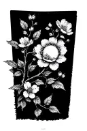 Sun, flowers, blooming cherry blossom tattoo design idea