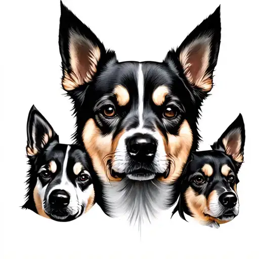 japanese oriental with photos of dog faces half sleeve tattoo design idea