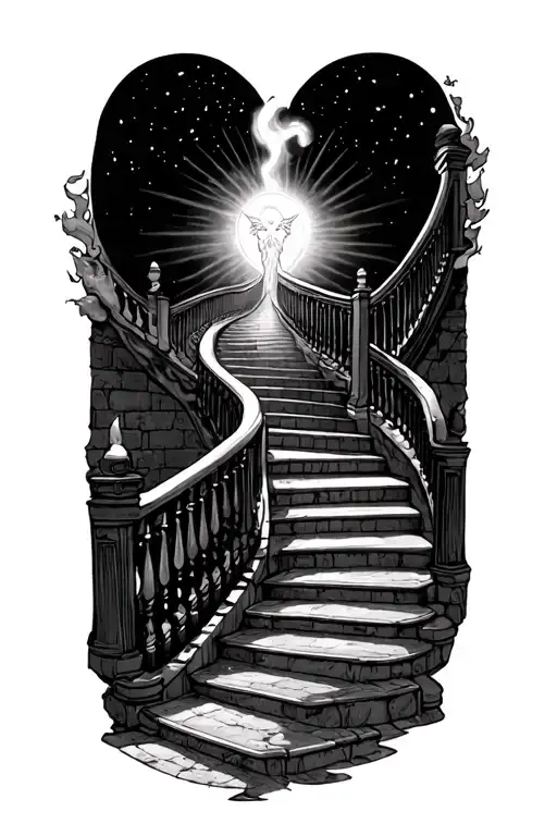 stairway to heaven spiral staircase, highway to hell tattoo design idea