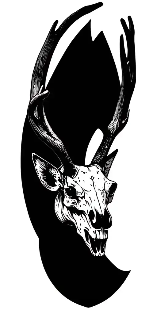 Mule Deer skull with antlers tattoo design idea