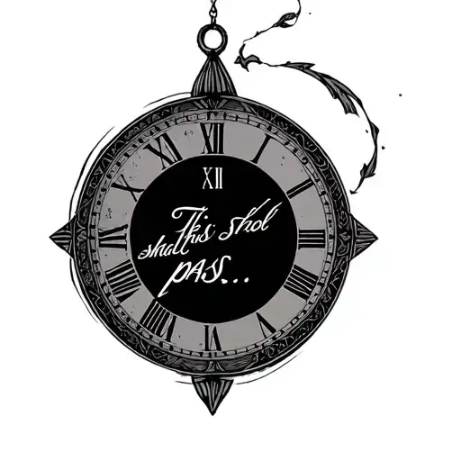 "This too shall pass…" roman numeral clock face tattoo design idea