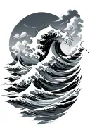 tsunami waves tattoo design idea