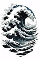 tsunami waves tattoo design idea