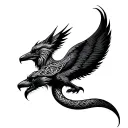 norse, viking, urnes style knotwork, serpent, raven, wolf tattoo design idea