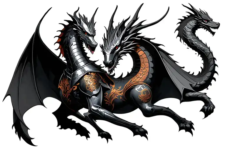 The knight and dragon will be the central elements, filling the canvas of your back. We’ll give it a dynamic flow that w tattoo design idea