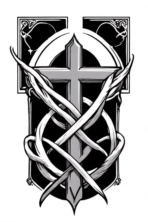 holy trinity cross intertwined tattoo design idea