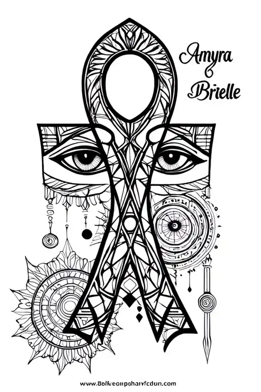 "Amyra Brielle" Ankh Symbol with eye tattoo design idea