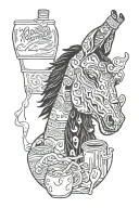 bojack horseman drinking alcohol bottle smoking tattoo design idea
