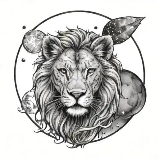 sky moon stars leo constellation tattoo design idea