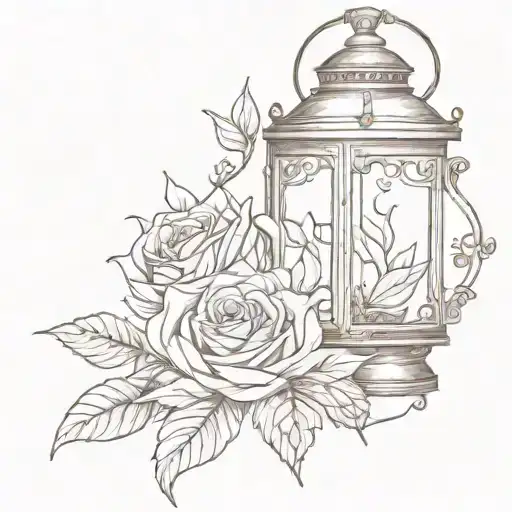 A little lantern that burn a rose tattoo tattoo design idea