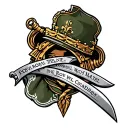 Royal Marines commando dagger and wording tattoo design idea