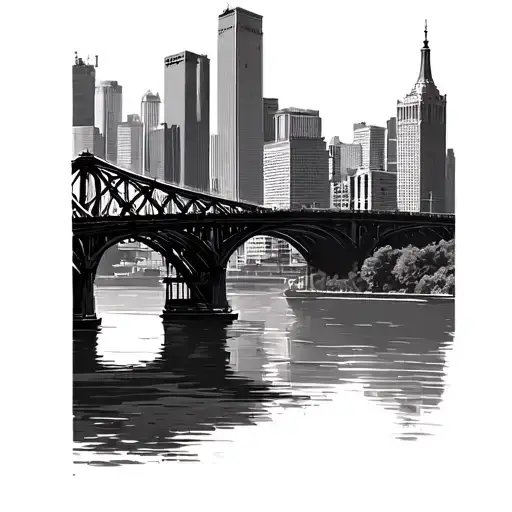 boston skyline with bridge tattoo  tattoo design idea