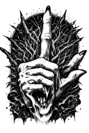 dark and evil background with middlefinger inside  tattoo design idea