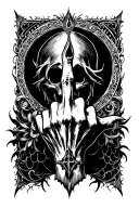 dark and evil background with middlefinger inside  tattoo design idea