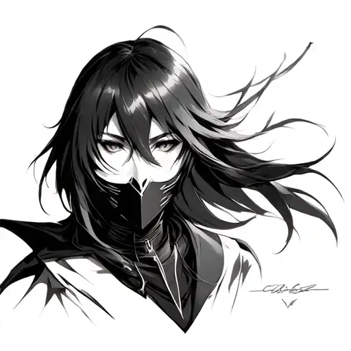 Code Geass C.C in mask, more details, high quality tattoo design idea