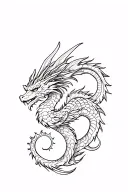 Winged dragon with sun made tattoo design idea