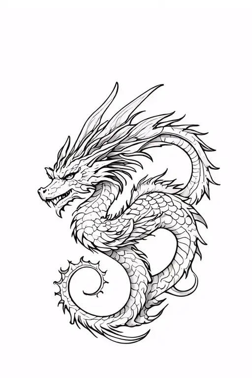 Winged dragon with sun made tattoo design idea