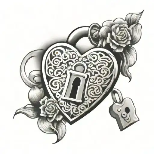 girly heart shaped lock tattoo design idea