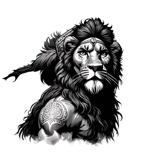sikh warrior with lion face tattoo tattoo design idea