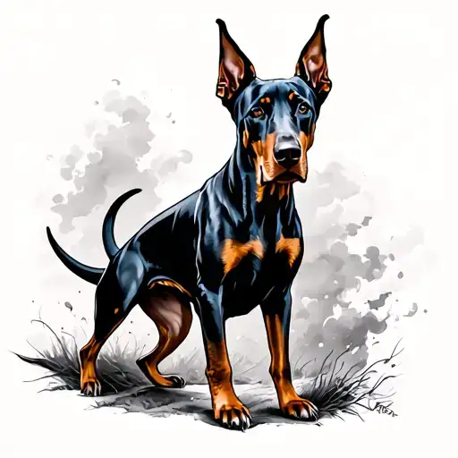 3 Doberman tattoo design idea