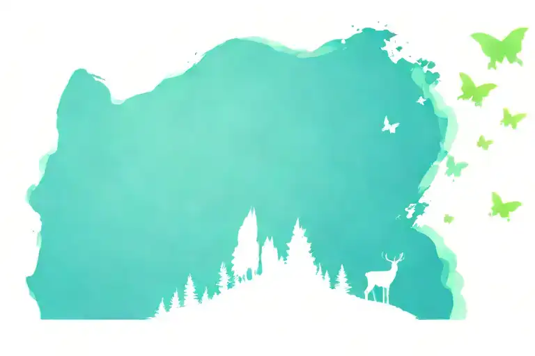 mountain skyline, butterfly, dog paw, calla lilies tattoo design idea