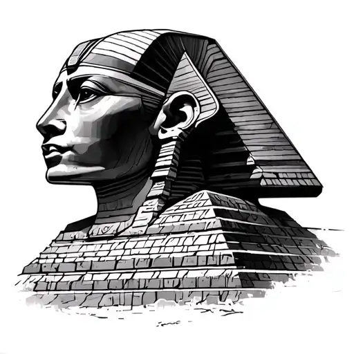 pyramid behind sphinx neck tattoo tattoo design idea