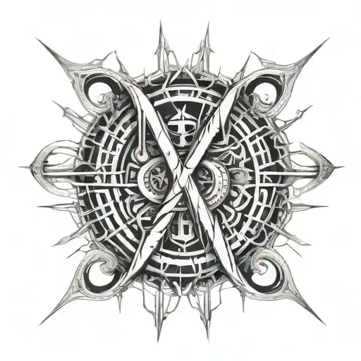 Letters K T H R Giger tattoo design idea